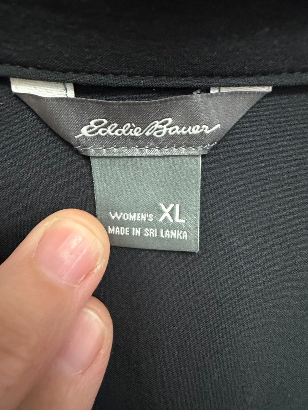 Eddie Bauer Black Stretch Collared Pocket Blouse XL - Picture 2 of 7